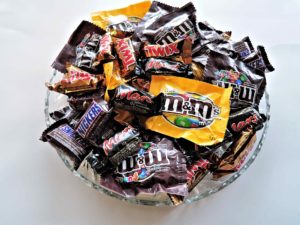 A bowl of Halloween chocolates