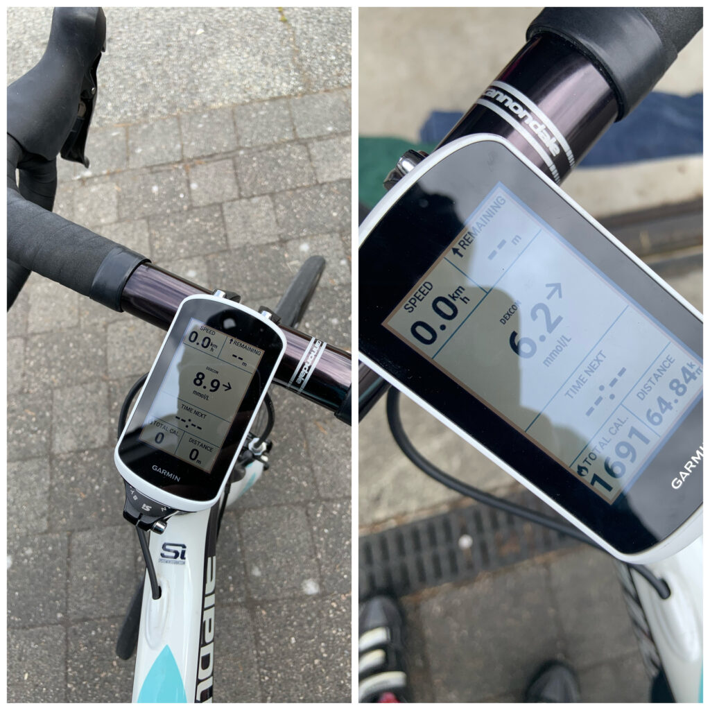 Garmin Edge bike computer features Dexcom blood glucose readings on display